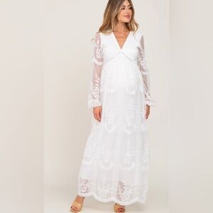 Pinkblush lace overlay long sleeve maxi dress nwot